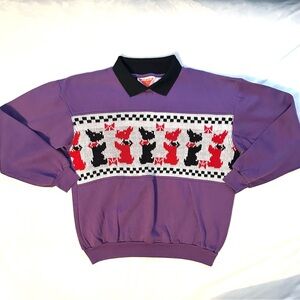 Vintage Justin Allen Scottie Dog Collar Sweatshirt Purple Women’s M cottagecore